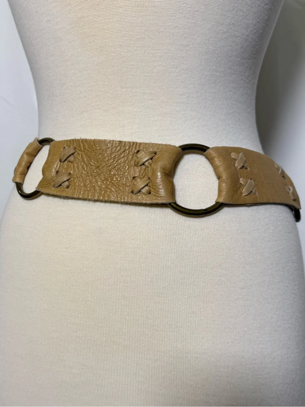 Vintage Italian Leather Boho Ring Tie Belt Festival Western Waist Belt